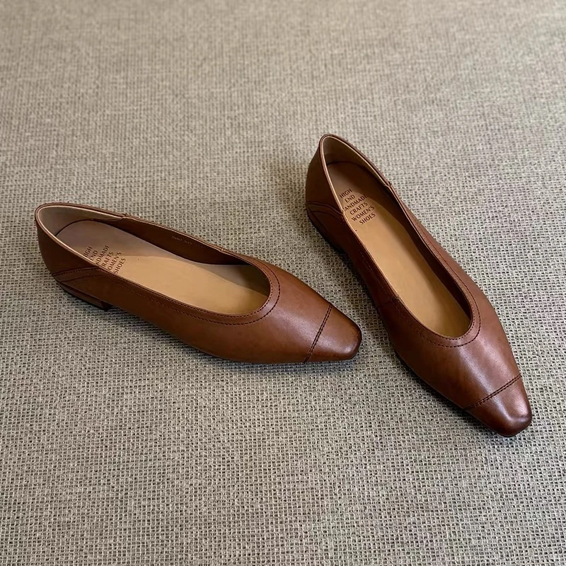 浅口奶奶鞋平跟方头见外包装单鞋黑色豆豆鞋bloketteZFY  9207