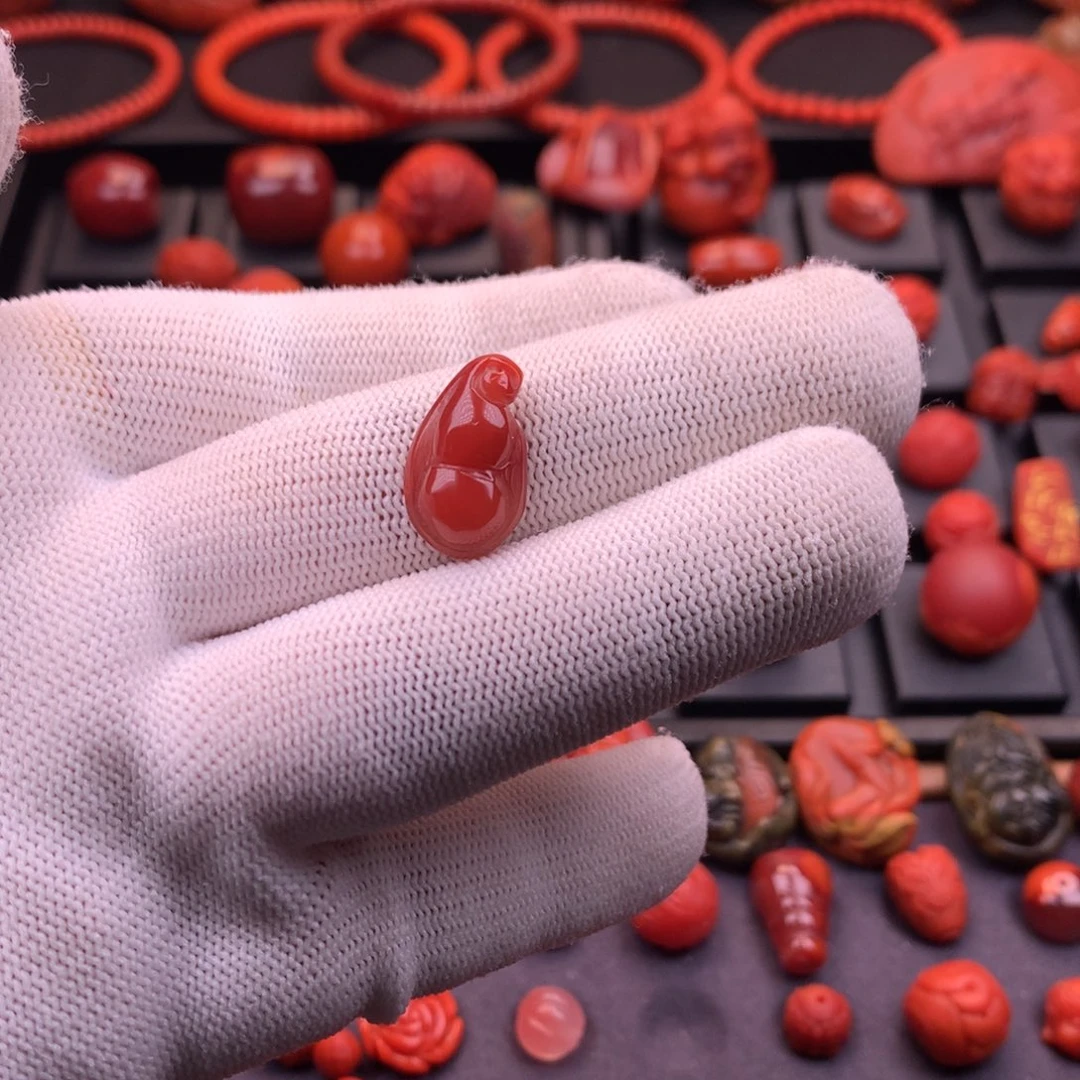 南红玛瑙未镶嵌南红高品牛血红精工葫芦吊坠11mm+