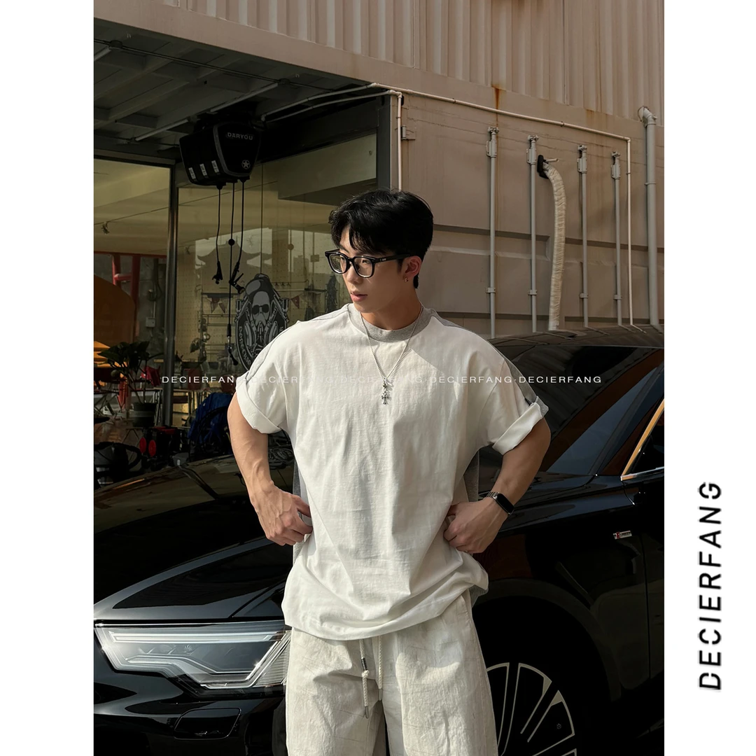 HAIDAN 25/SS【AB面撞色】重磅纯棉百搭短袖