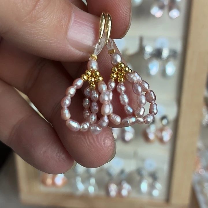 银S925镶嵌淡水珍珠耳饰