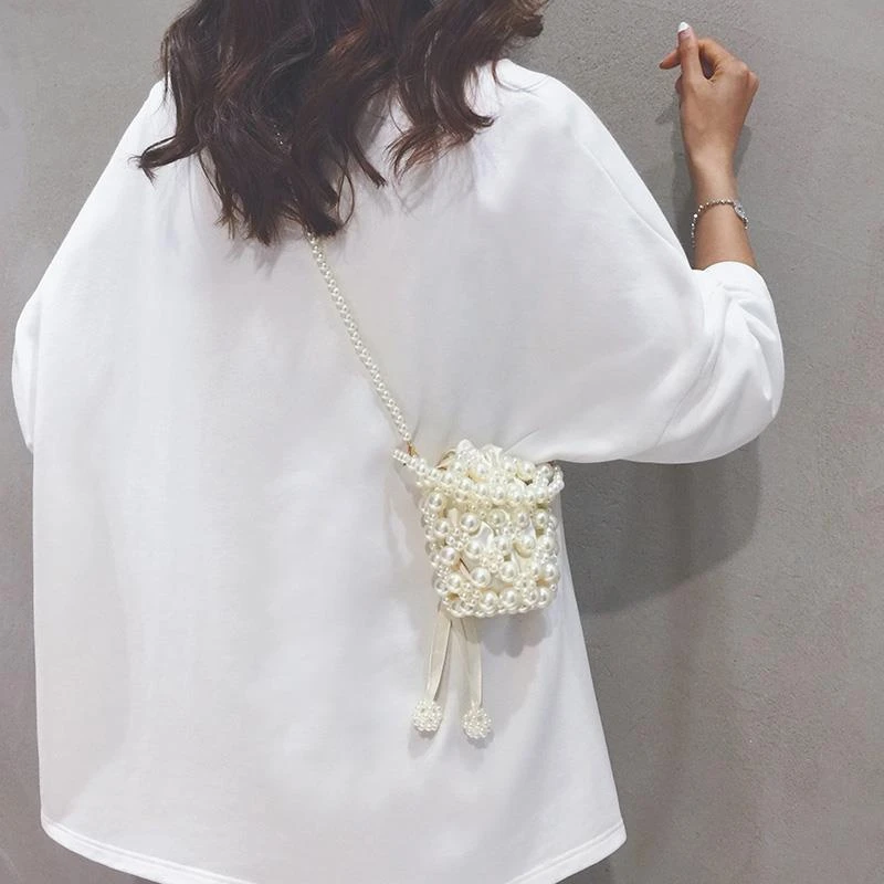 洋气珍珠串珠包迷你小包包女2024新款夏天小众口红包百搭斜挎包潮