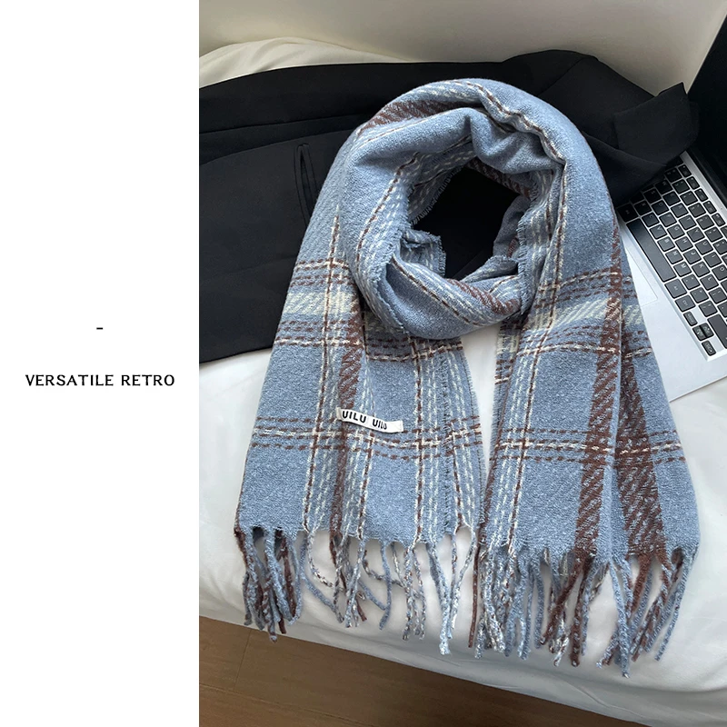 围巾女秋冬季2025新款格子韩系加厚英伦风披肩高级感氛围保暖围脖