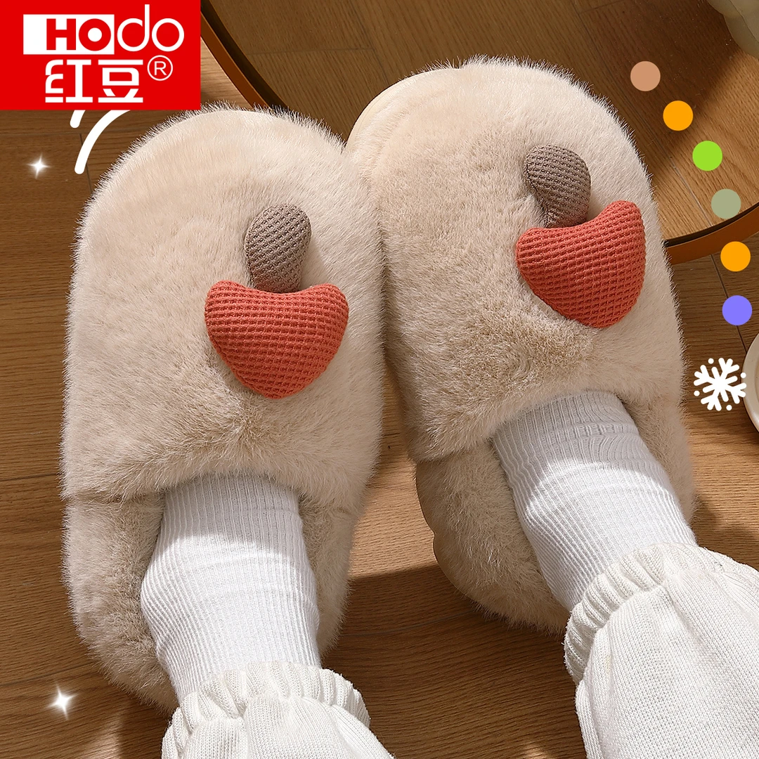 红豆棉拖鞋女款秋冬季2025新款室内家居厚底防滑保暖包跟月子鞋女