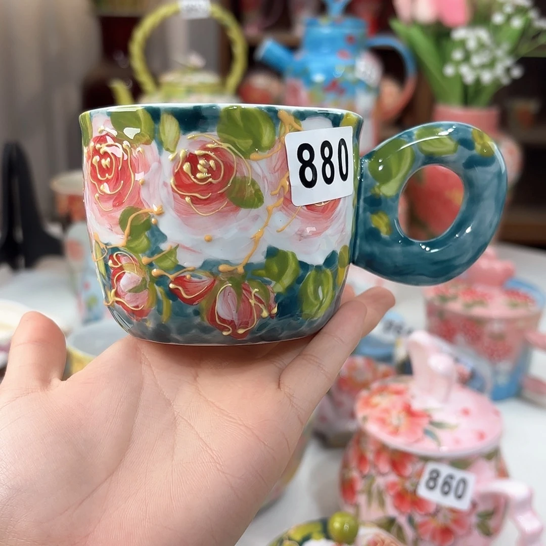 迷***叶景德镇手绘高温釉下彩陶瓷茶具