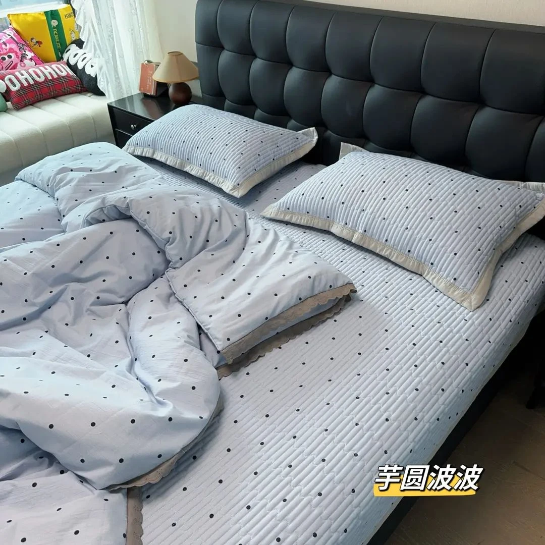 四季床盖四件套A类皱皱纱薄款被罩法式碎花被套韩式小清新床品