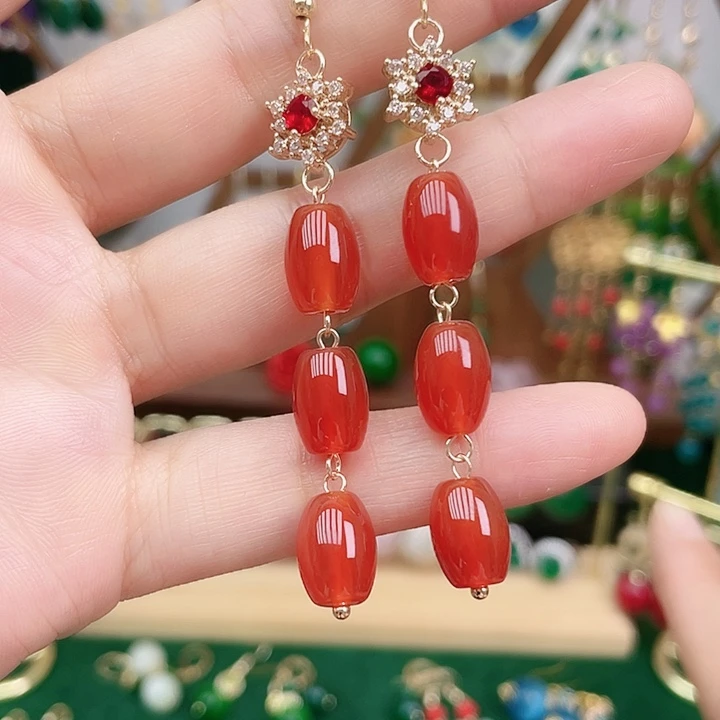 玛瑙/玉髓耳钉合金