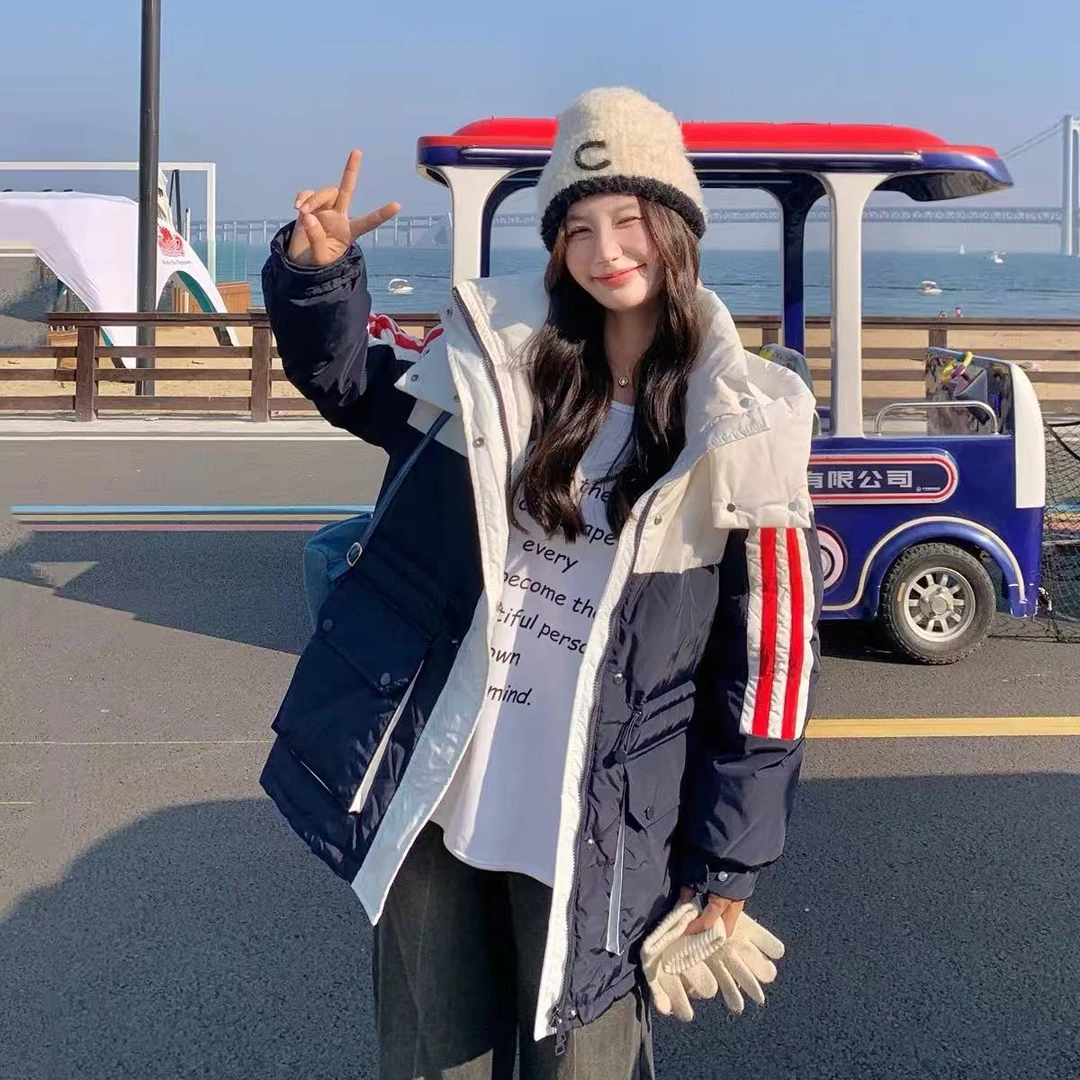 棉服001以后新短款时尚情侣连帽宽松中长款韩版冬季加厚保暖休闲