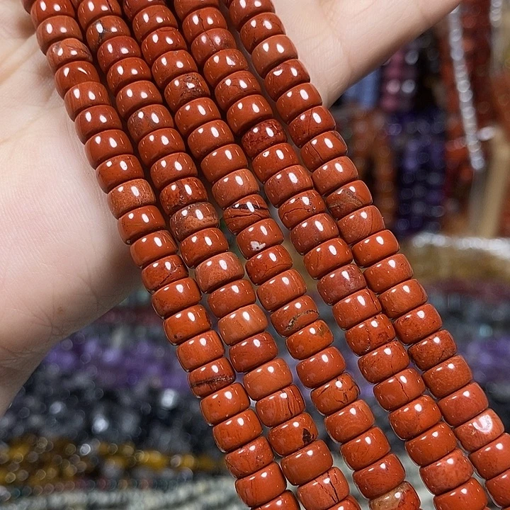 玛瑙/玉髓未镶嵌珠宝半成品天然红石隔片卡7mm一条