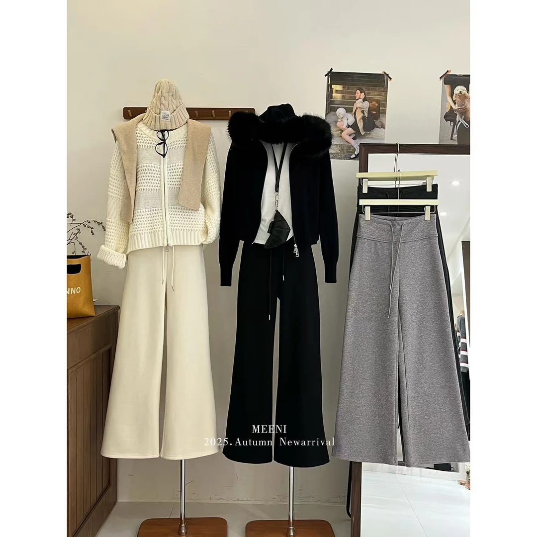 MEENI@1619-5 （裤长102）百搭垂顺显瘦加厚baby绒休闲裤