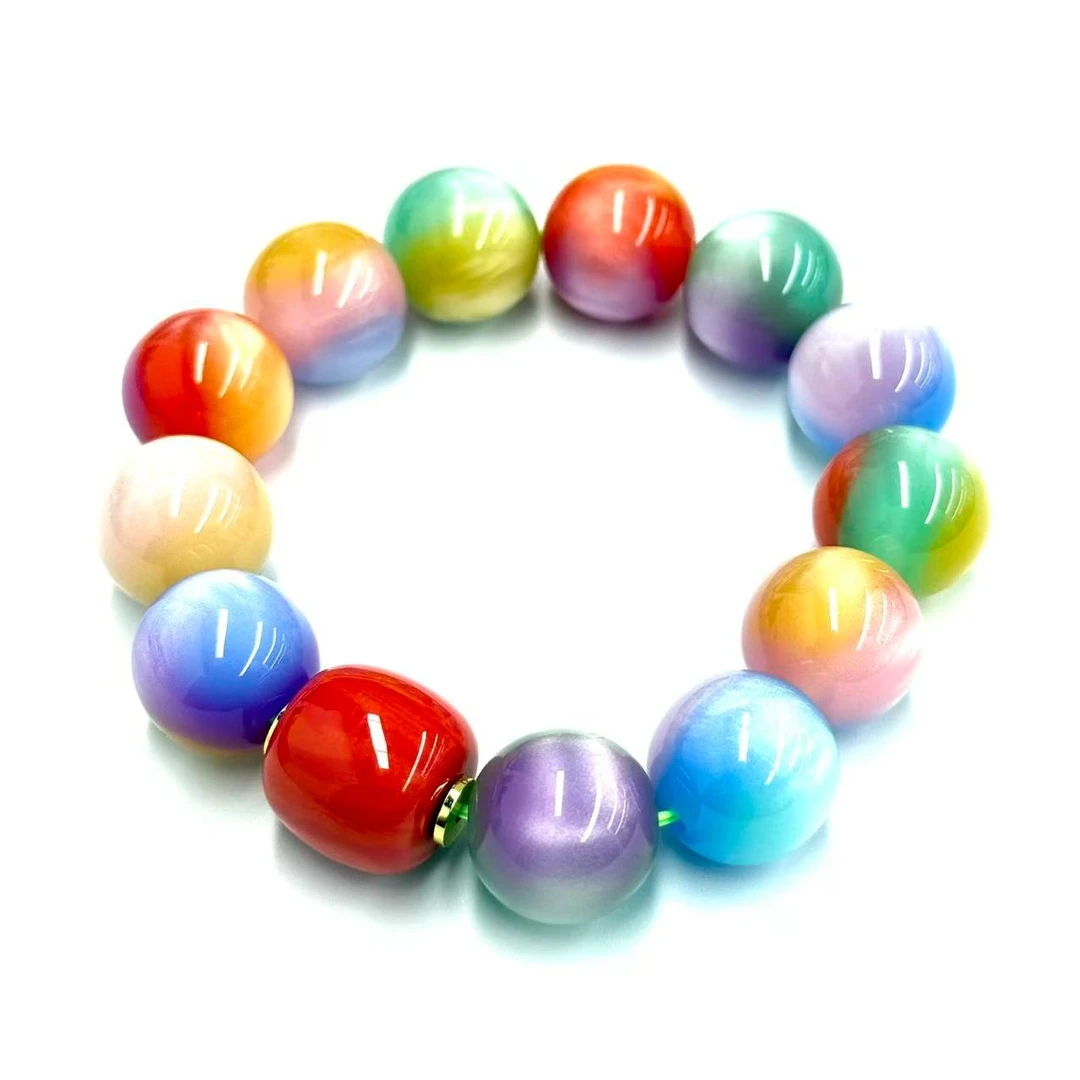 s1698-国风设计款气质款三姑娘DIY七彩圆珠多宝手串-赠礼盒