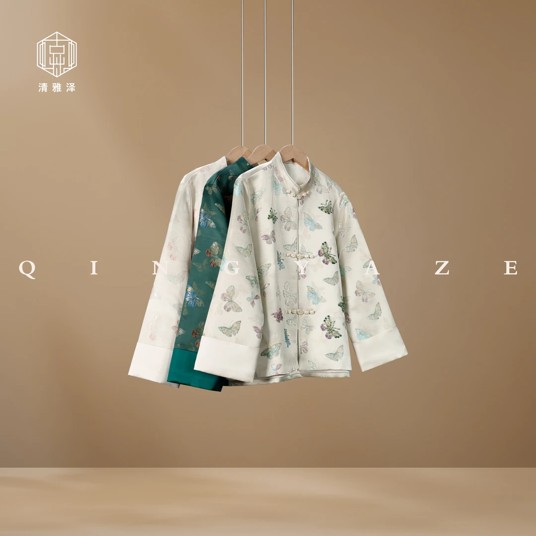 鎏光七彩蝶！手工钉珠新中式上衣！GZ5543