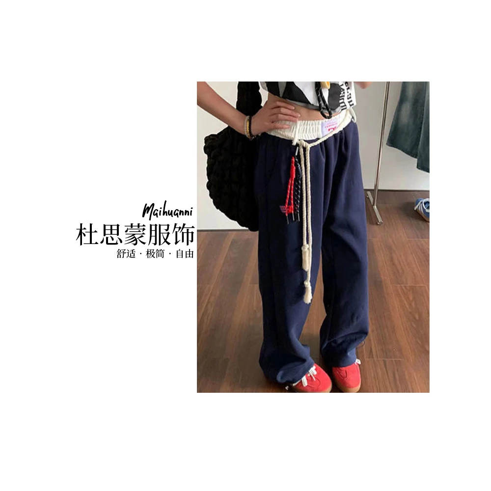 （杜思蒙服饰）Q1141-“美式复古辣妹风”爱豆同款双色挂件撞色休闲裤