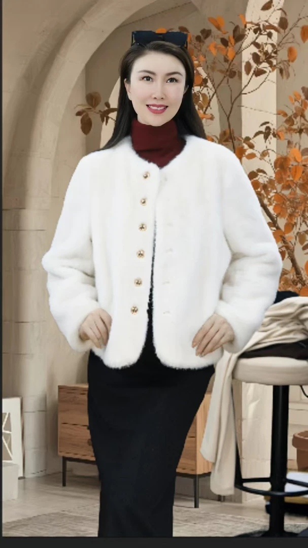 高级定制款貂绒外套秋冬季女士舒适百搭小香风气质轻奢显腿长[雅]