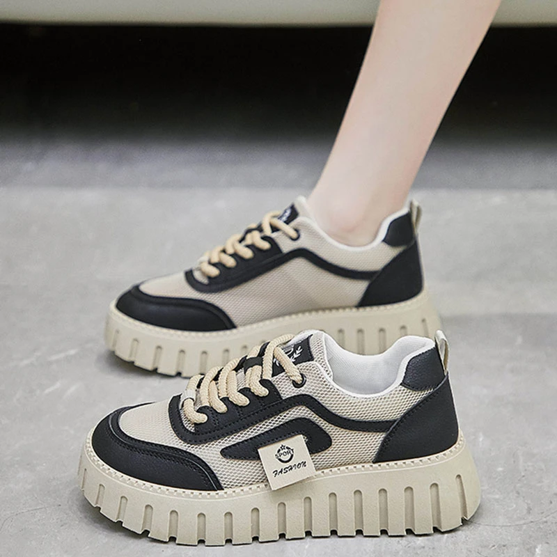 [直播推荐]镂空透气网鞋女2025新款厚底薄款网面运动休闲跑步鞋