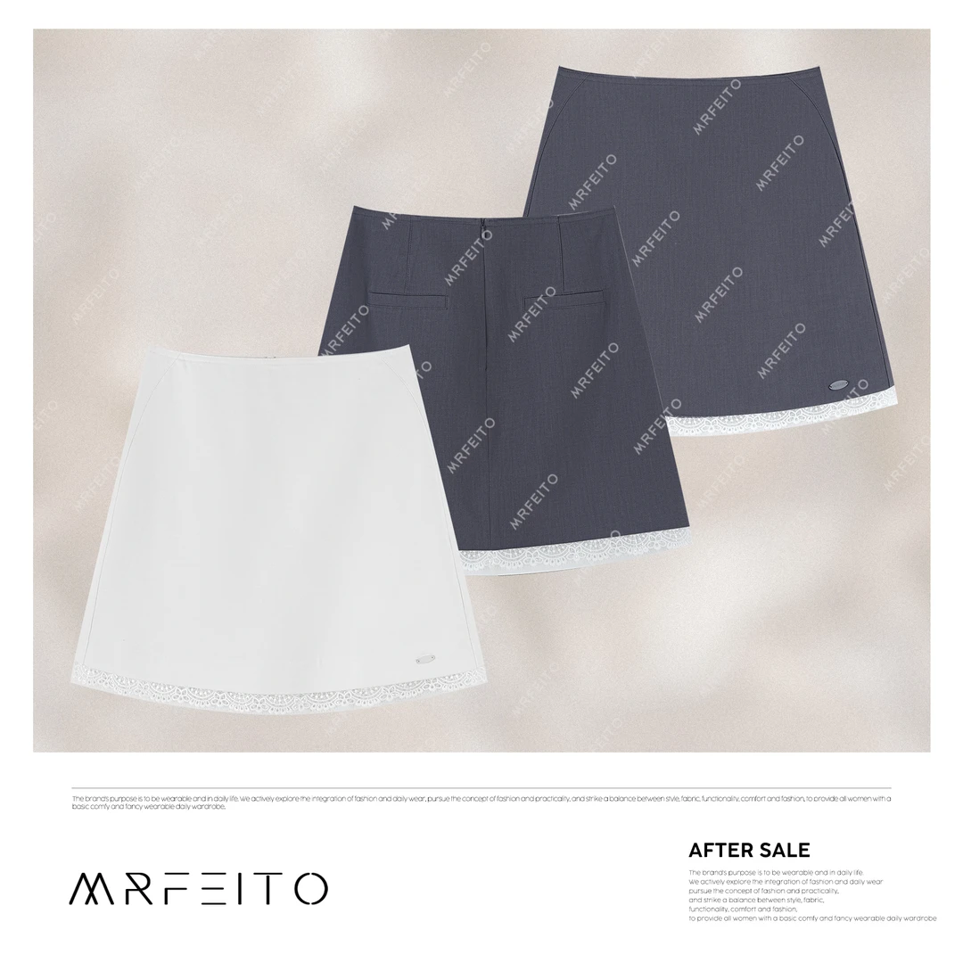 MRFEITO菲爷驾到【春夏交响曲】纯色简约蕾丝花边半身裙H8Q02C31263