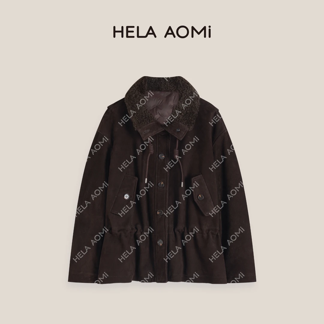 HELA AOMI "西野暮色"90白鹅绒+羊皮革工装风羽绒服CY5DC45059