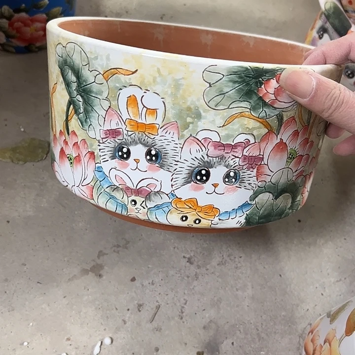 景德镇手绘花盆性价比超高的直播间