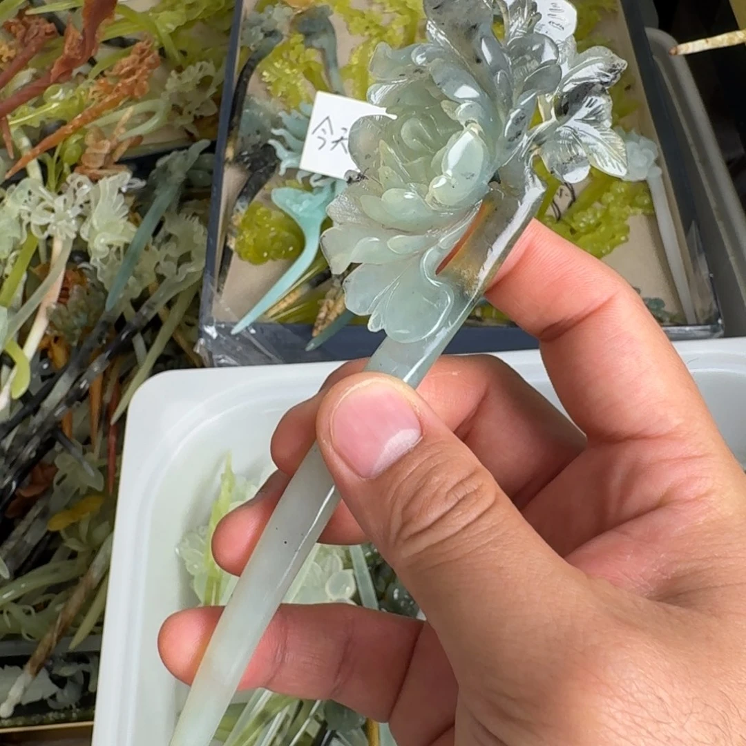 岫玉未镶嵌发饰明君玉簪就是好看