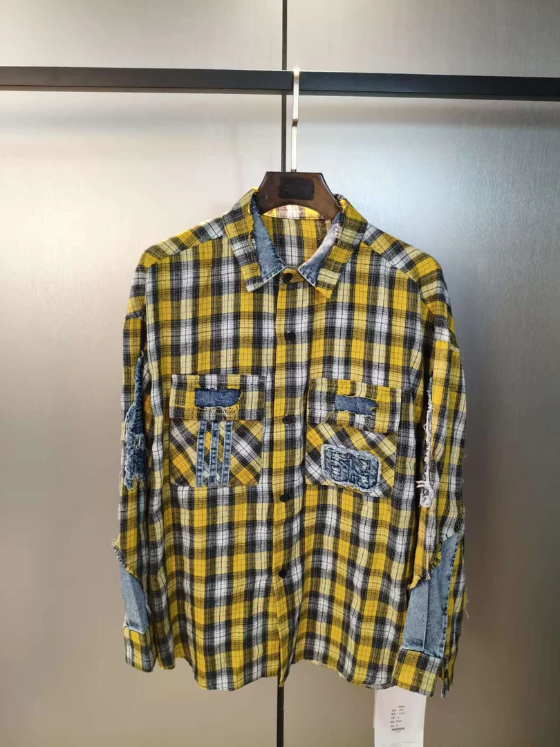 【外单拼接衬衫】重磅潮牌百搭 专柜撤柜 男女宽松外套衬衫潮27058