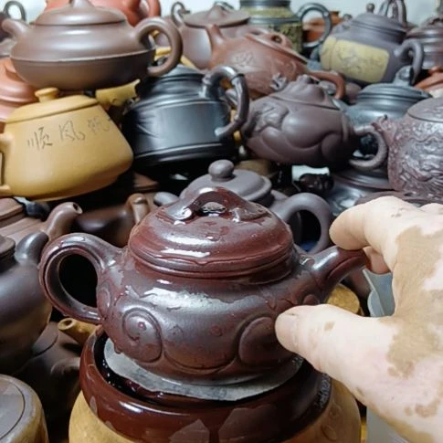 茶壶紫砂宜兴原矿铁血红砂柴烧手工350cc紫砂壶