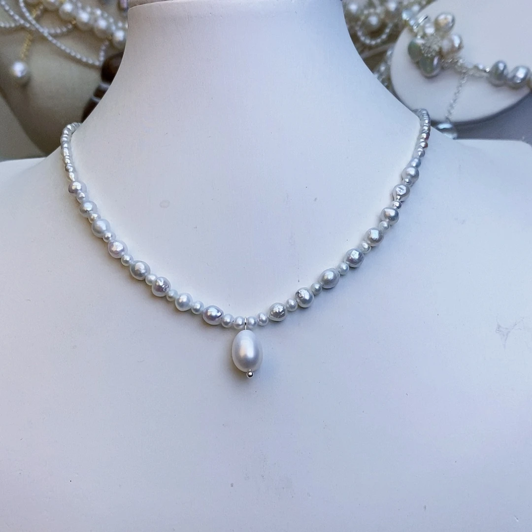 淡水珍珠颈饰银S925镶嵌