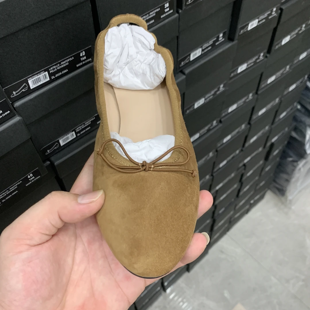 懒人鞋一脚蹬圆头蝴蝶结单鞋女士低跟平底鞋皮鞋