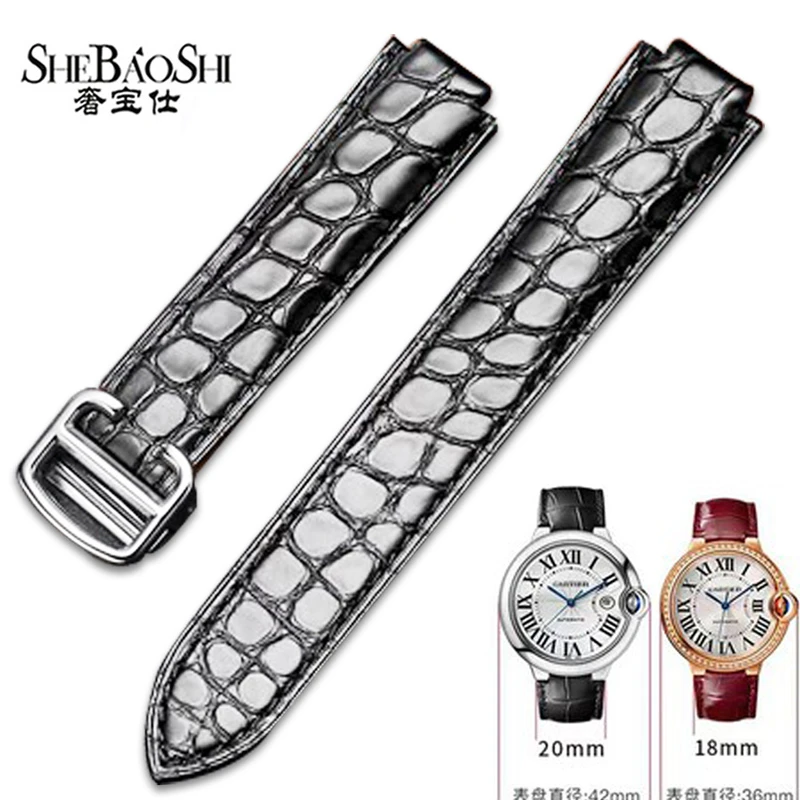 奢宝仕代用卡地亚蓝气球表带cartie坦克伦敦钥匙鳄鱼皮表带蝴蝶扣