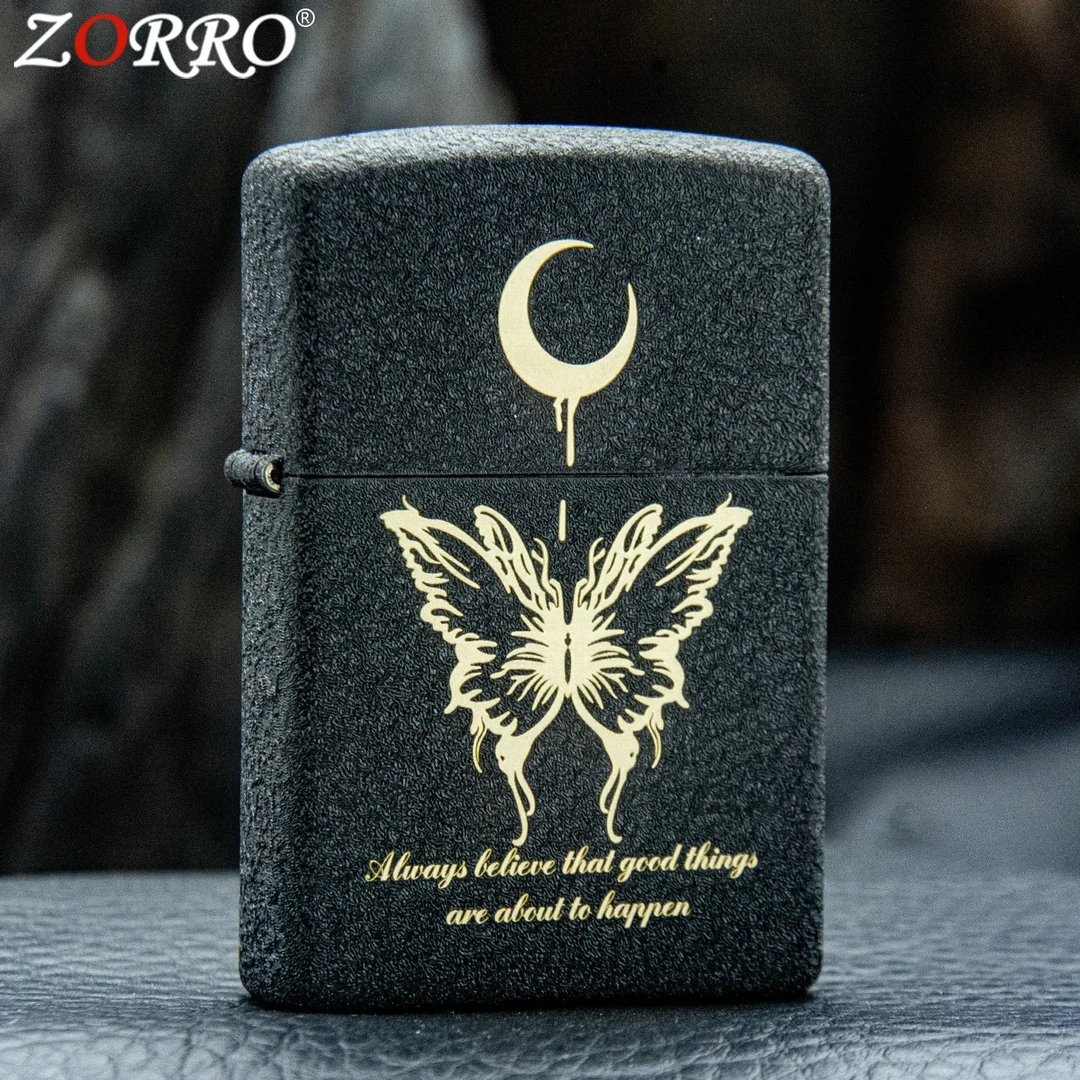 ZORRO佐罗黑砂化茧成蝶蝴蝶煤油防风打火机精雕