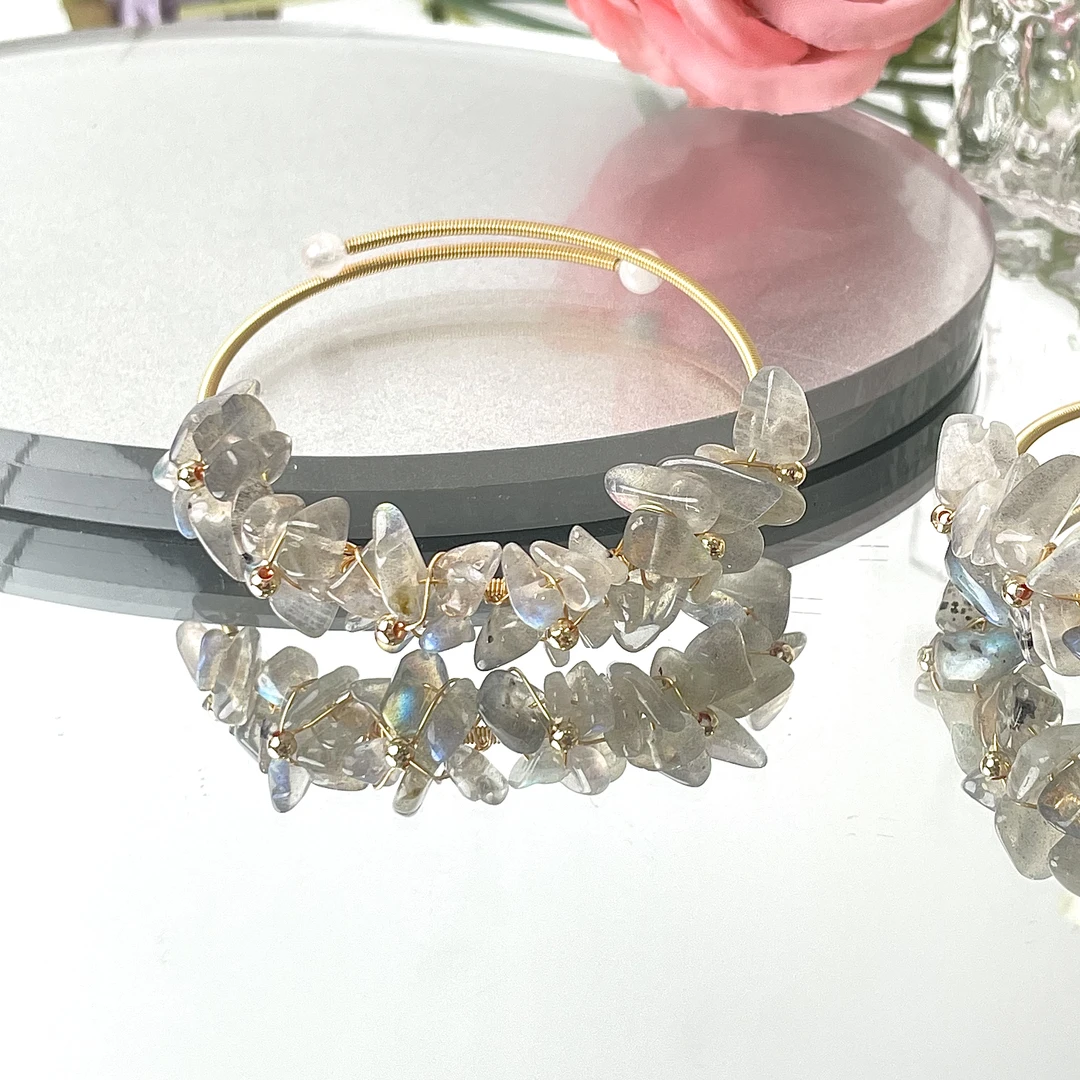 【灰月光手镯】灰月光碎石开口镯面小仙多样性发其一