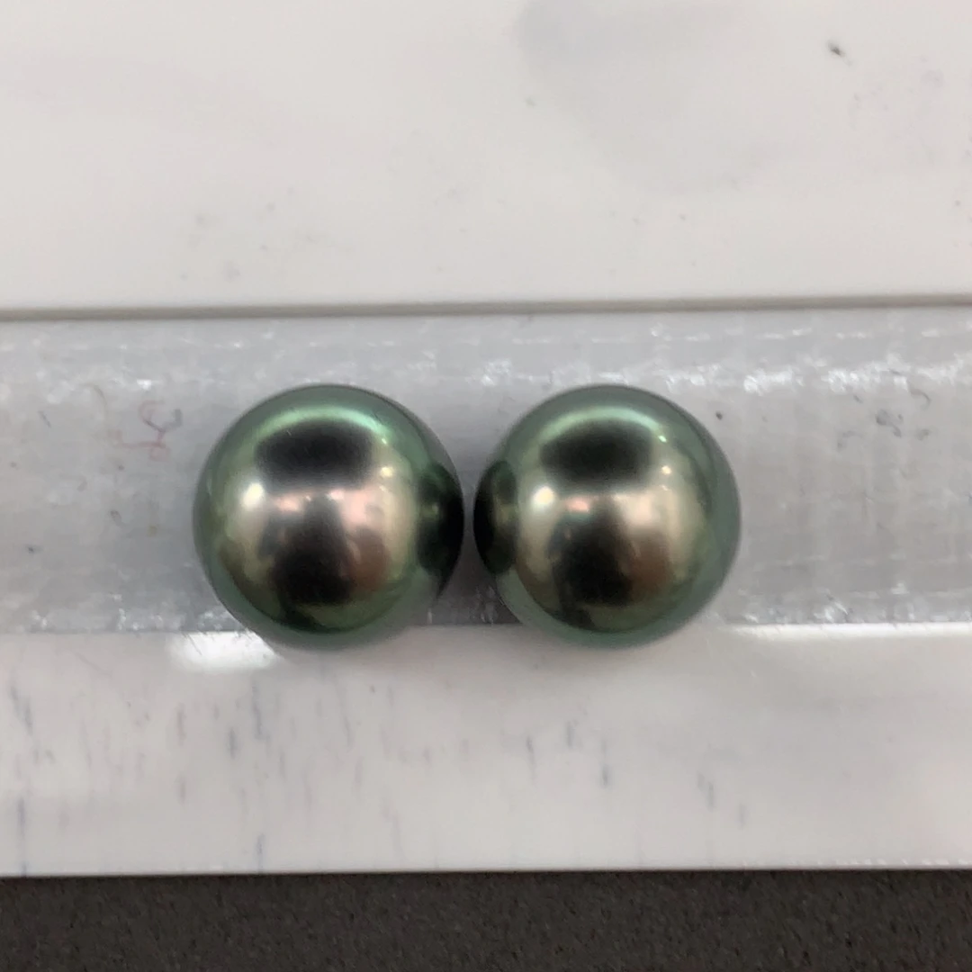 定制海水珍珠未镶嵌裸珠10-11mm大溪地裸珠2颗