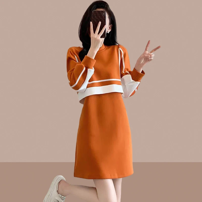 高级感卫衣裙女春季2025新款女装爆款假两件时尚洋气质减龄连衣裙