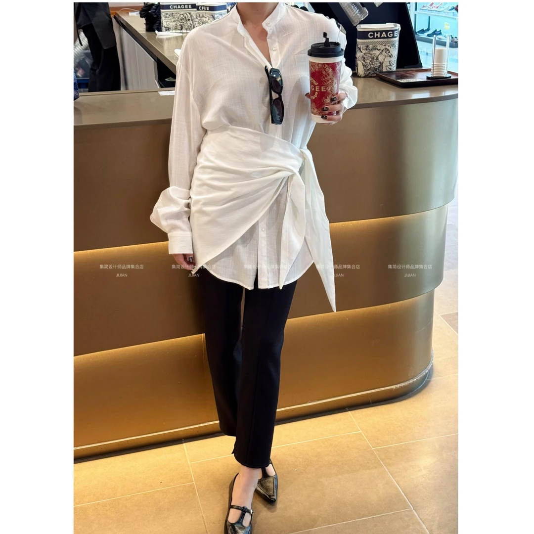 JIJIAN2025春夏 | 设计款真两件披肩白衬衫