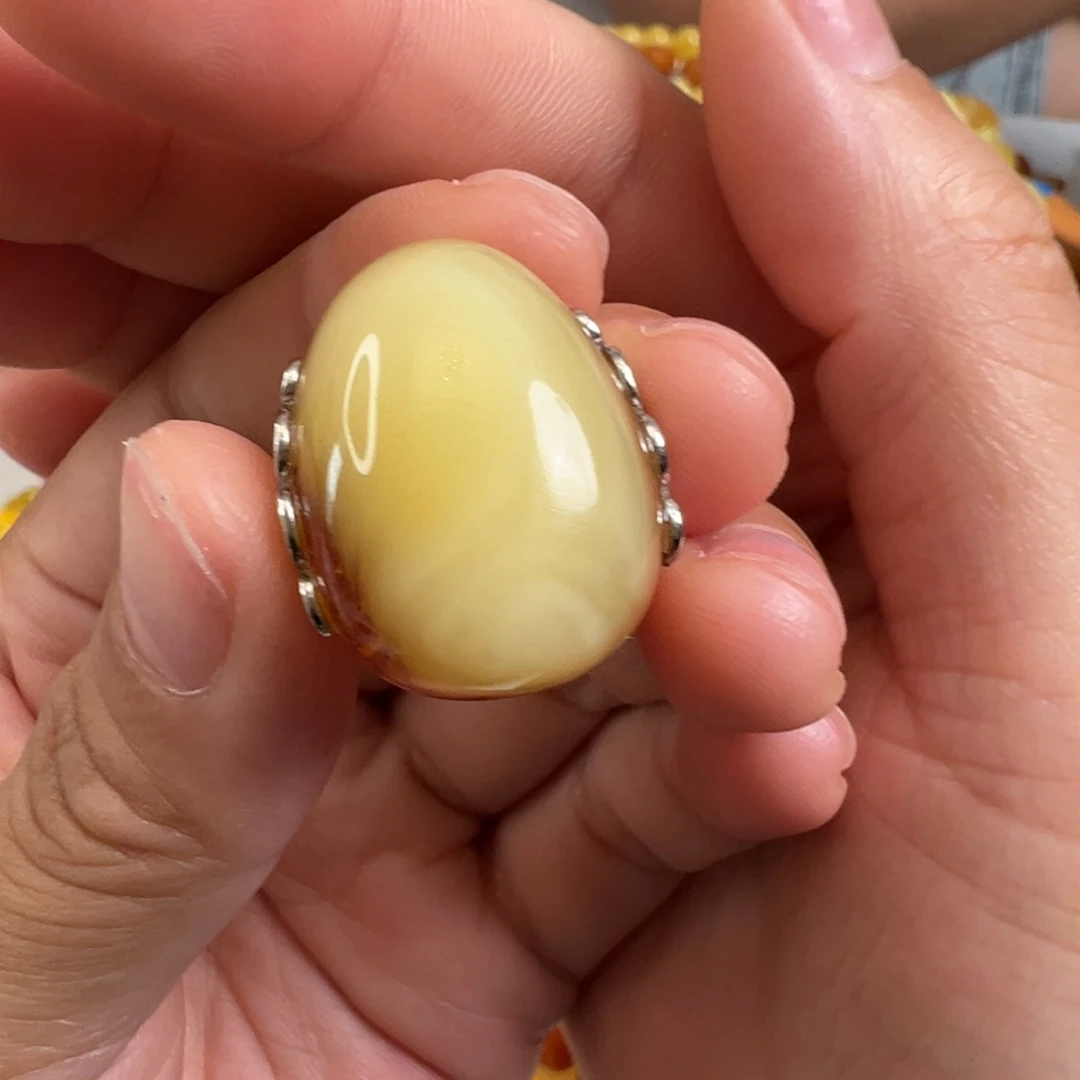 蜜蜡银S925镶嵌裸石蜜蜡