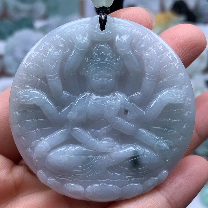翡翠未镶嵌颈饰千手观音菩萨福利