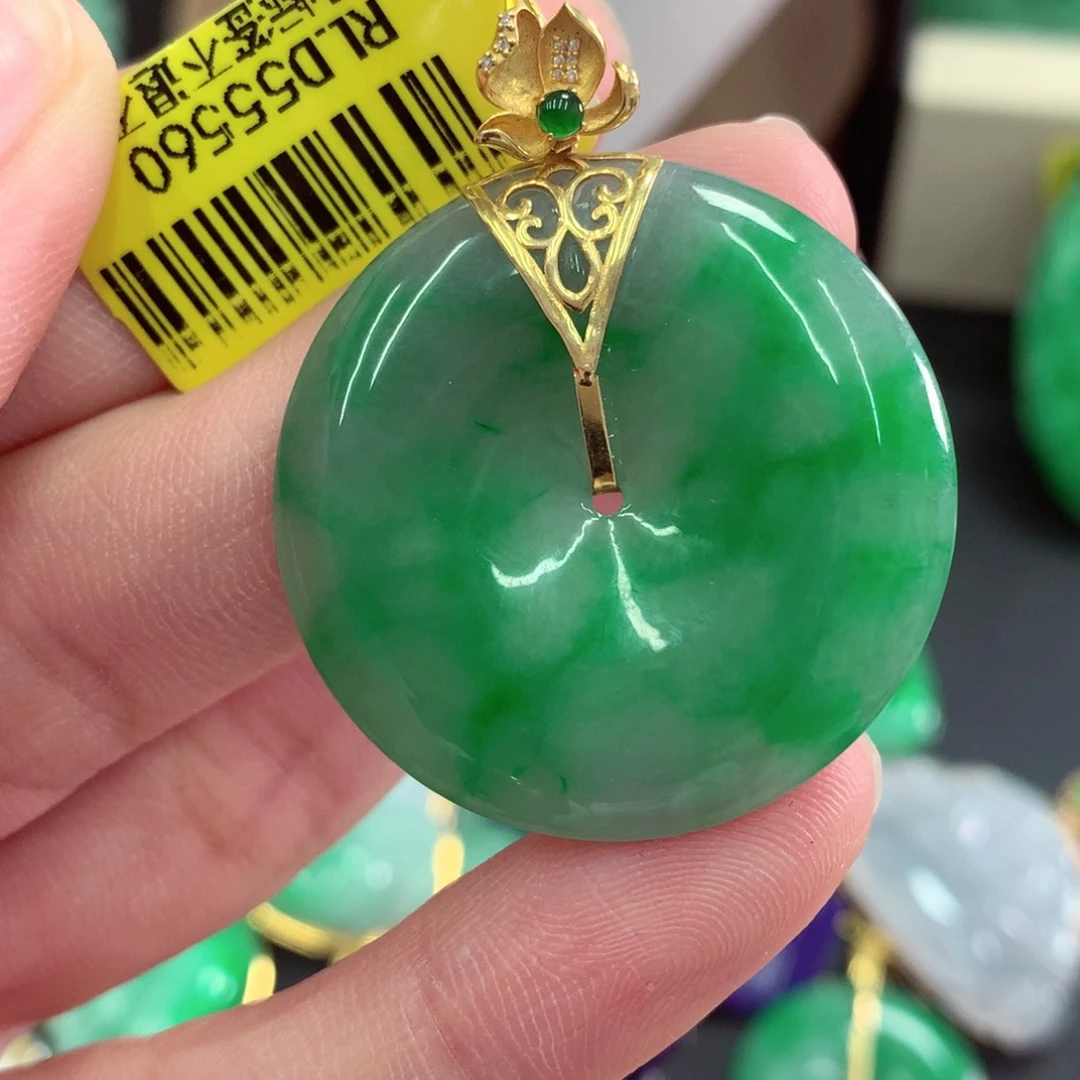 翡翠18K金镶嵌吊坠(不含链)