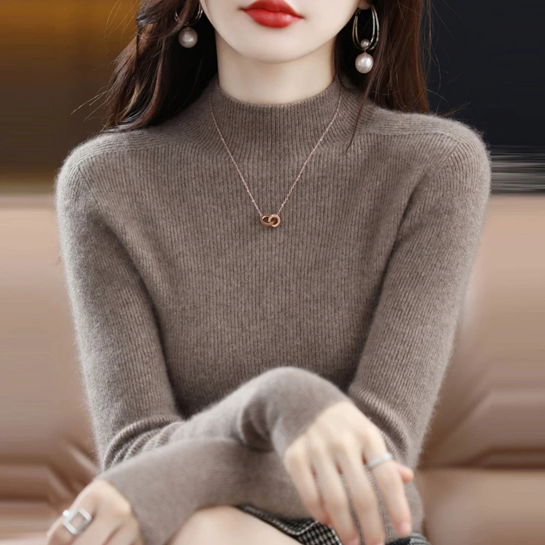 【一线成衣·全无缝】360克2025秋冬新款针织半高领打底衫显瘦套头