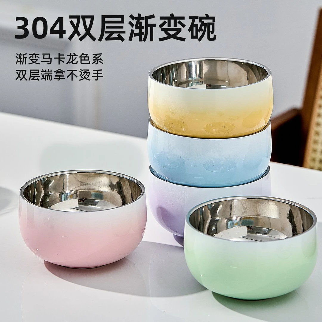 【3单5单囤】食品级304不锈钢碗双层防烫汤碗吃饭碗圆碗厨房配件