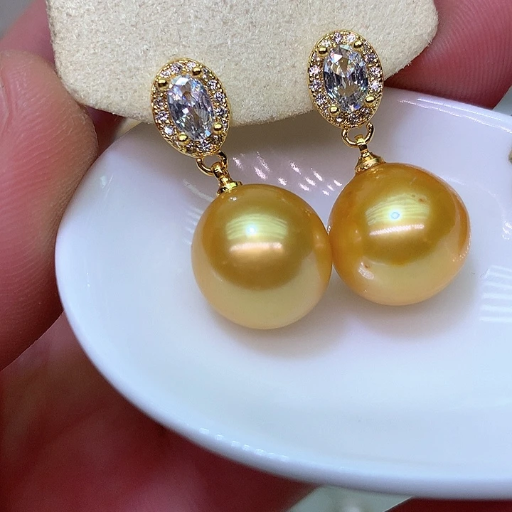 银S925镶嵌耳饰淡水珍珠