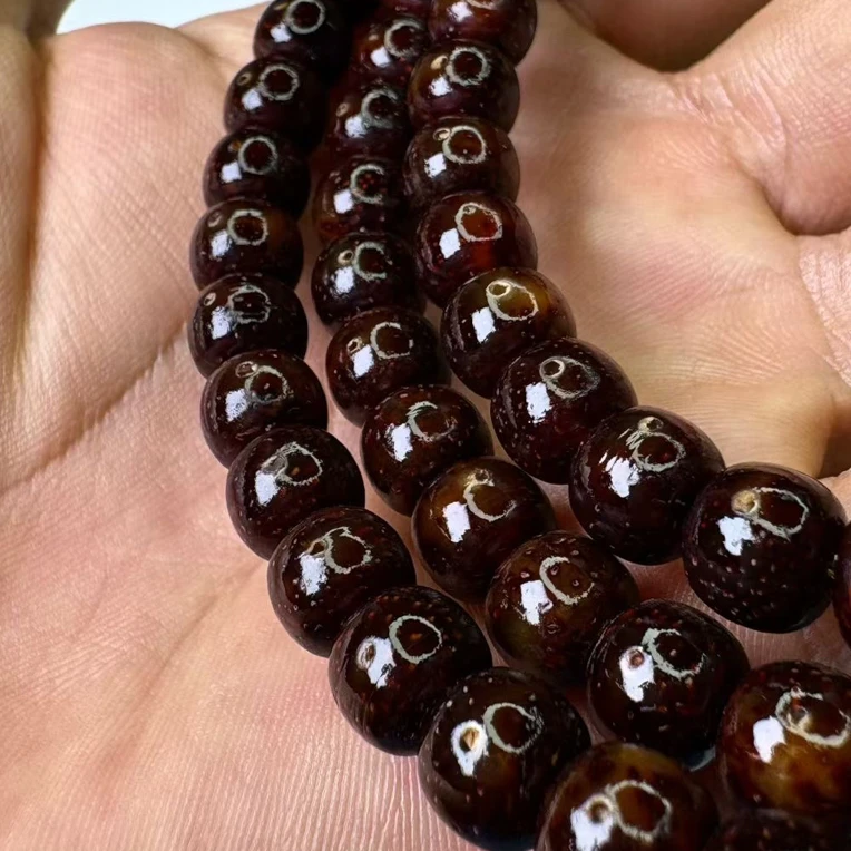 【高货黑金玉化】古铜黑金玉化原生态星月菩提7X8老形桶珠