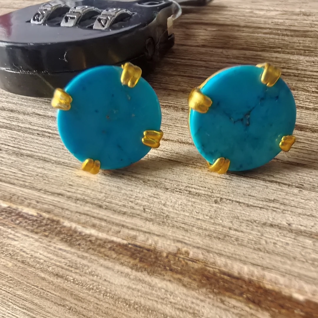 非金属皮质耳饰 藏式耳钉气质蓝色耳饰时尚百搭优雅简约手工精美