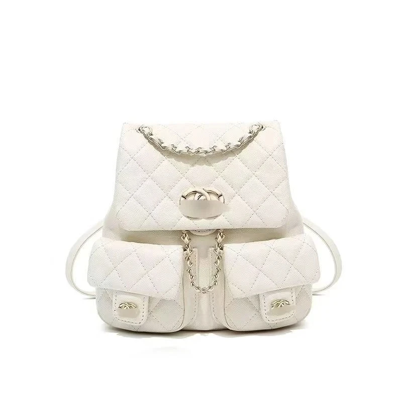 【Z#031】单根双肩包纯色耐磨米色时尚法式女士双肩背竖款小号