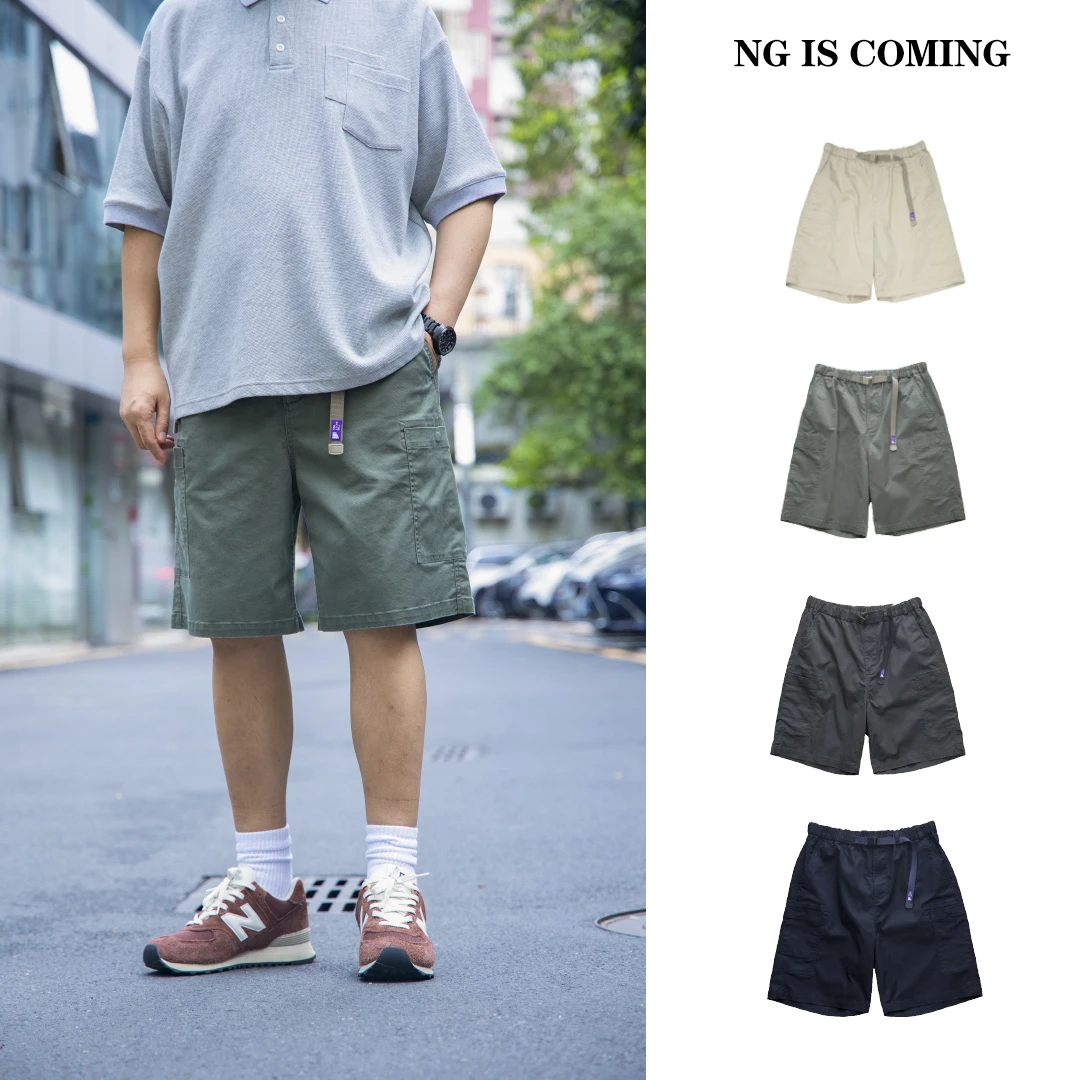 日系紫标休闲侧兜宽松工装短裤2748