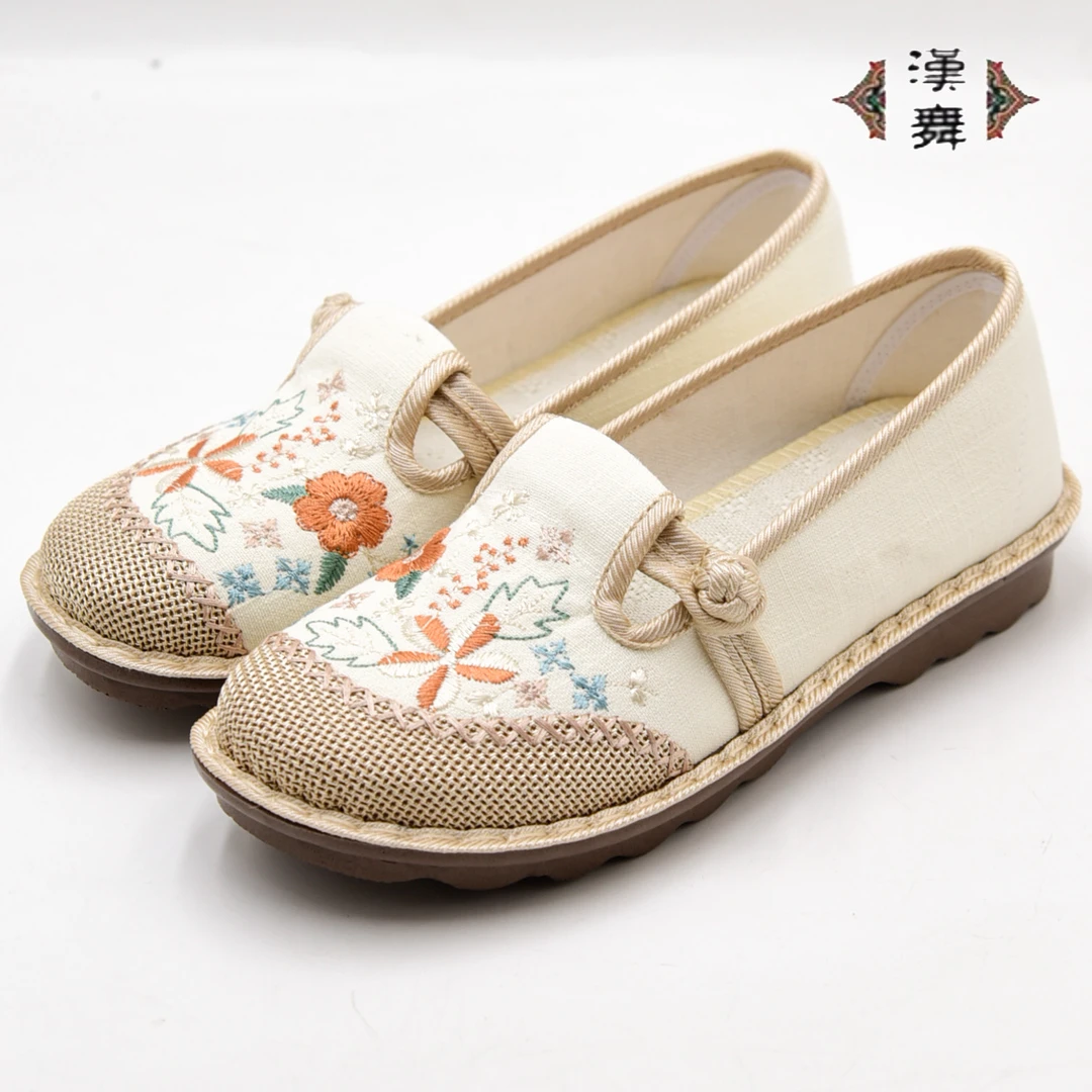 【青萝】汉舞夏季新款布鞋防滑平底透气休闲女鞋软底刺绣女鞋