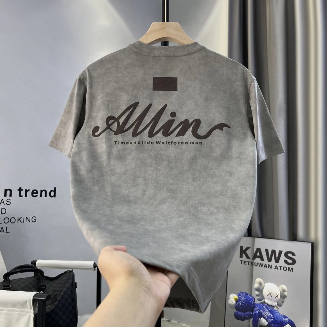 男士2025夏季植绒发泡设计新款短袖男扎染美式休闲圆领t恤【5635】