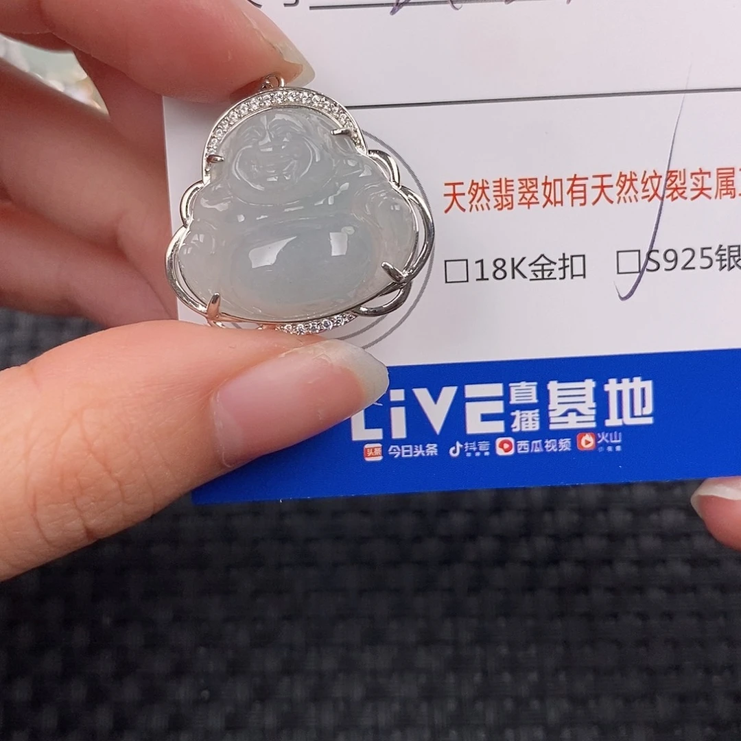 翡翠银S925镶嵌颈饰佛公