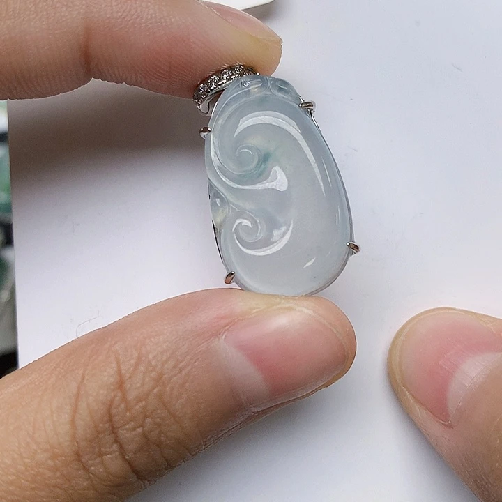 颈饰银S925镶嵌翡翠天然翡翠