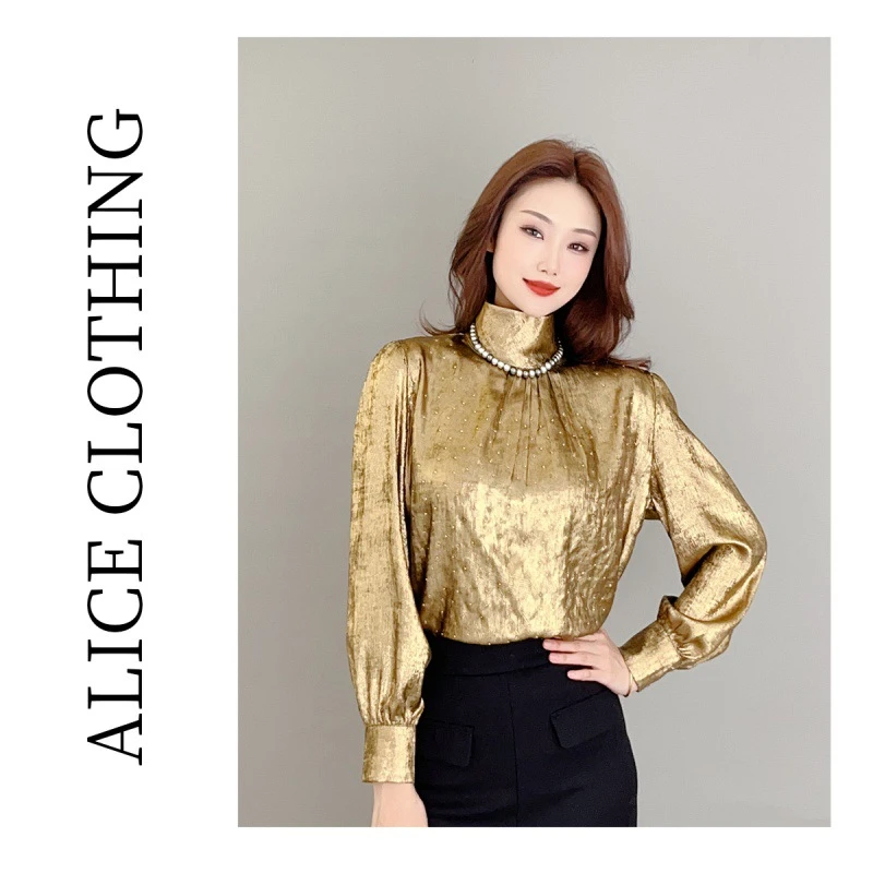 5 alicelulu“黑金名媛”时尚上衣 丝绒光泽 华美典雅 S2136253B