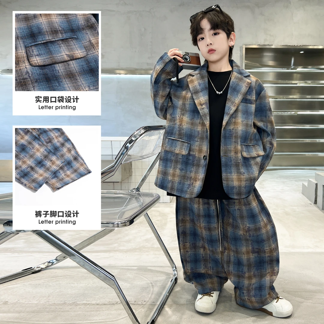 男童西服休闲套装春秋款2025新款中大童礼服男孩秋装帅气演出西服