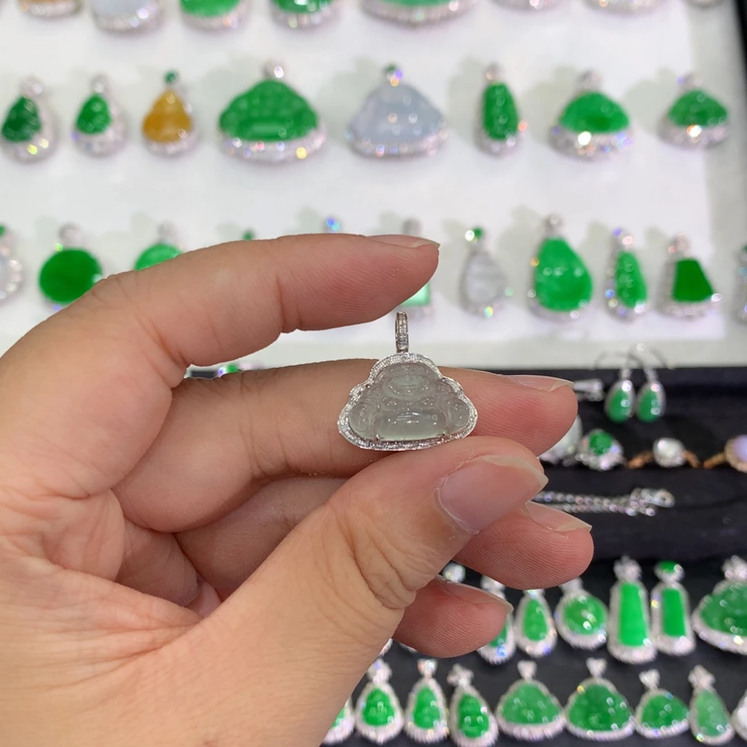 翡翠18K金镶嵌吊坠(不含链)吊坠