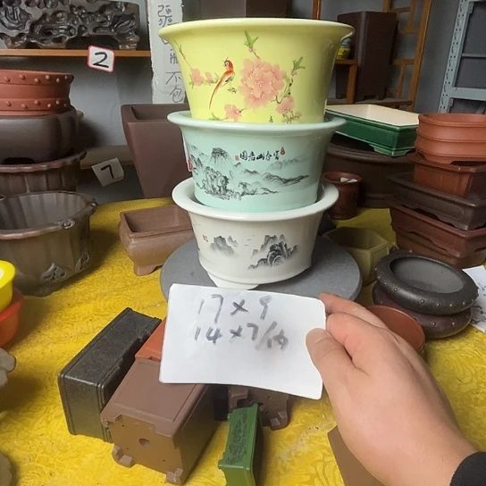 宜兴紫砂花盆三个